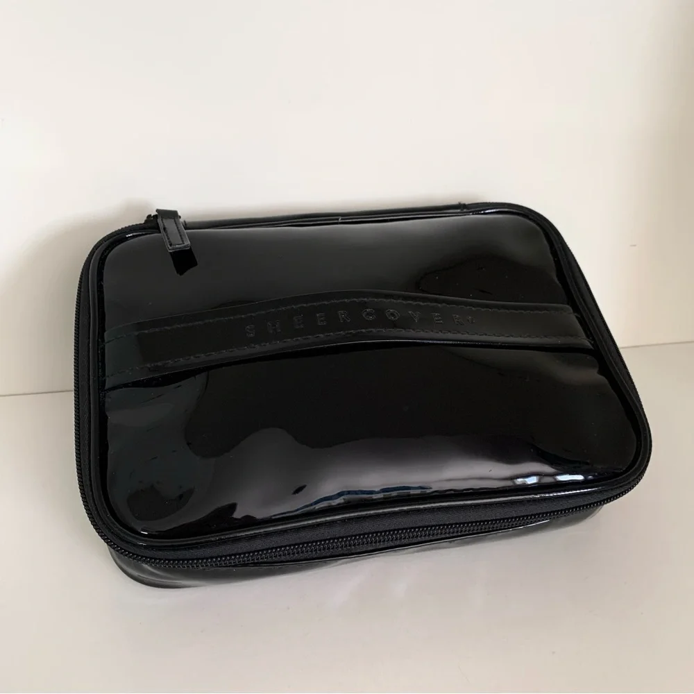 Sheer cover black patent vanity case